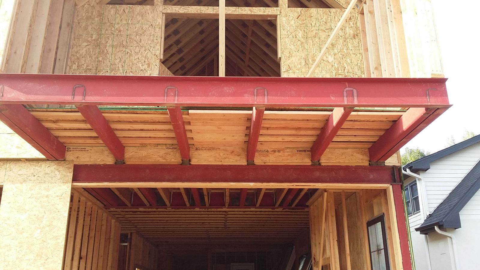 Beams with joist hangers