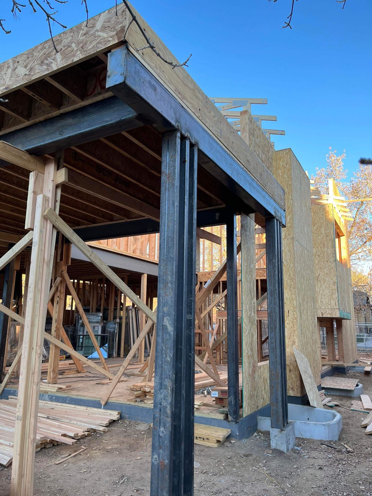 Steel posts and beam